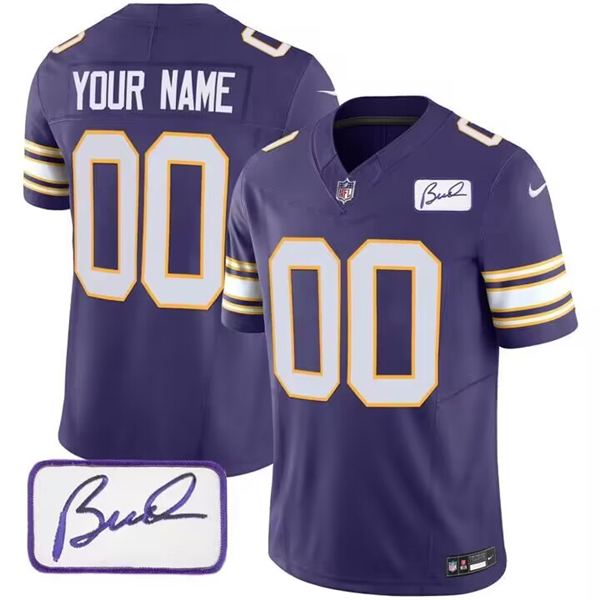 Men's Minnesota Vikings Customized Purple 2023 F.U.S.E. Bud Grant patch Limited Stitched Football Jersey